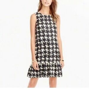 NWT J. Crew Black Label Silk Houndstooth Sleeveless Mini Dress Sz 2